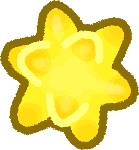 a yellow 3d-looking star fragment from animal crossing. it comes to 9 visible points